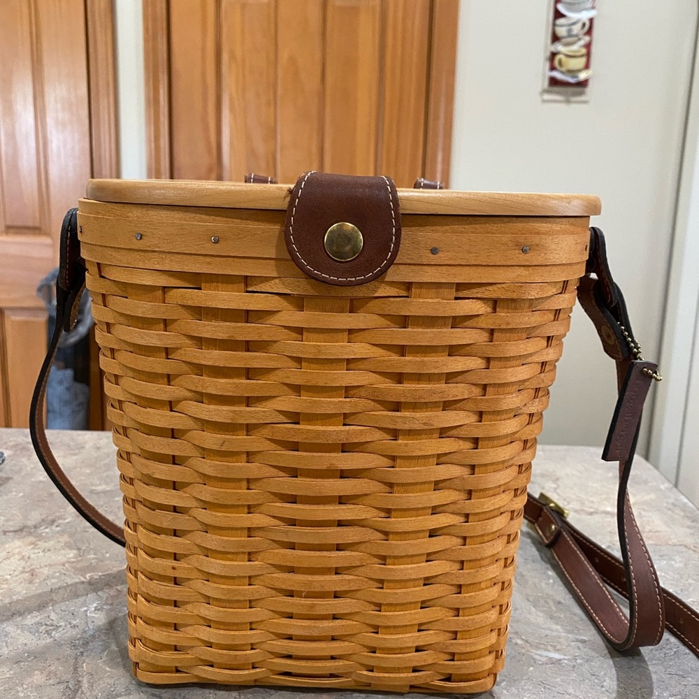 Longaberger Brown Crossbody Bag with Rustic Basket Weave